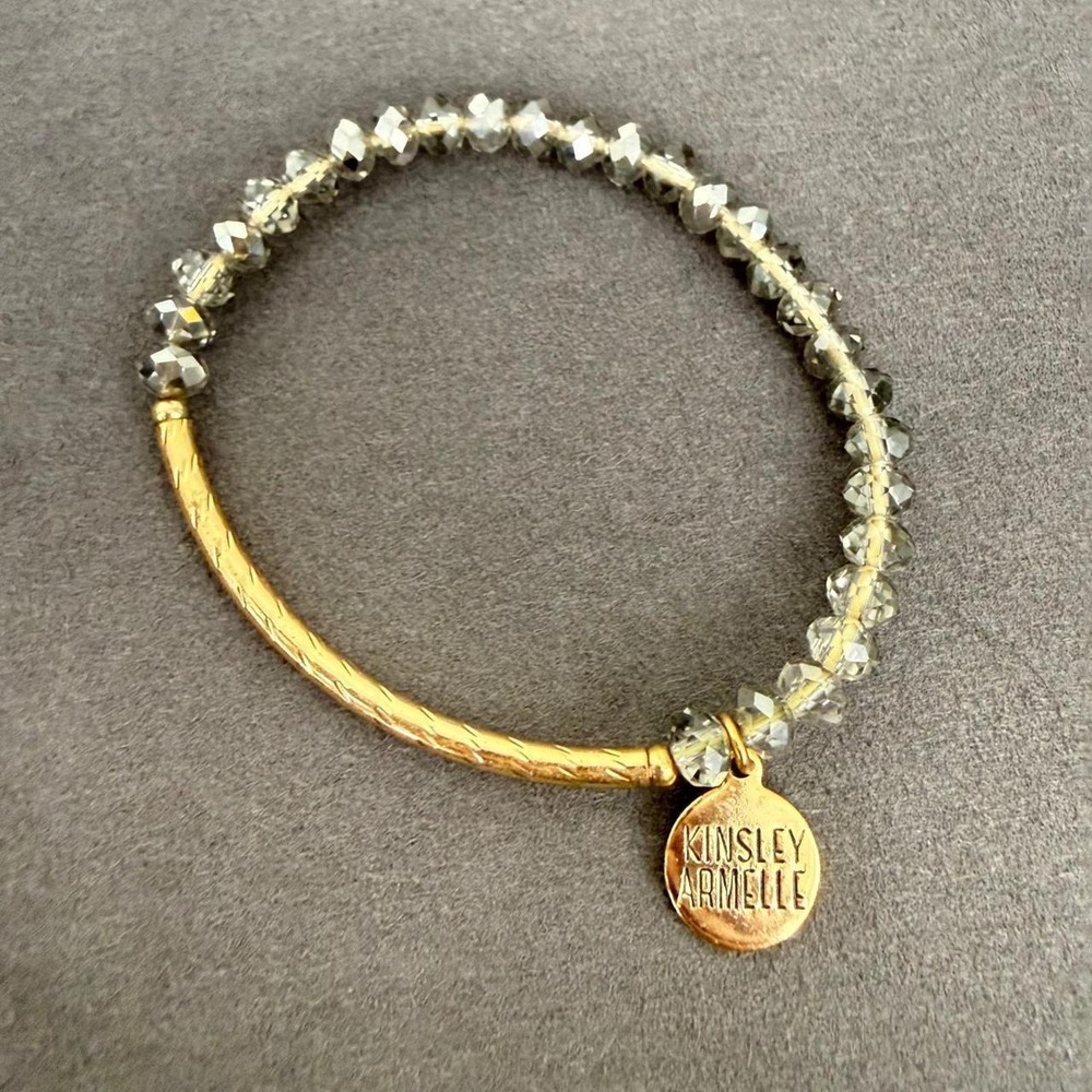 Kinsley Armelle Gold Tone Bracelet Crystal Bead Mixed Metal Stackable Charm